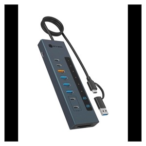 IcyBox IB-HUB1742CR-C2PD 11-in-1 hub USB-C, PD interface, and card reader