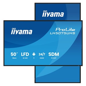 iiyama LH5075UHS-B2AG Signage Display Digital signage flat panel 125.7 cm (49.5) LCD Wi-Fi 500 cd /m² 4K Ultra HD Black Built-in processor Android 24 /7