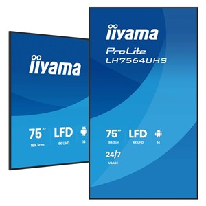 iiyama LH7564UHS-B1AG Signage Display Digital signage flat panel 190.5 cm (75) Wi-Fi 500 cd /m² 4K Ultra HD Black Built-in processor Android 24 /7