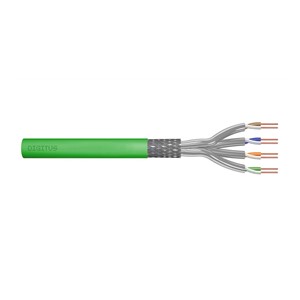 Installation cable DIGITUS cat.8.2, S /FTP, Dca, AWG 22 /1, LSOH, 50m, green, reel