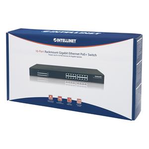 Intellinet 16-Port Gigabit Ethernet PoE+ Switch, 16 x PoE ports, IEEE 802.3at/af Power-over-Ethernet (PoE+/PoE), Endspan, Rackmount 3