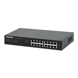 Intellinet 16-Port Gigabit Ethernet Switch 16 x 10/100/1000 Mbps RJ45 Ports, Green Ethernet / IEEE 802.3az Energy Efficient Ethernet, Desktop Format, Includes Optional 19" Rackmount Brackets