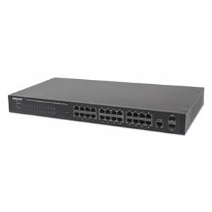 Intellinet 24-Port Gigabit Ethernet PoE+ Web-Managed Switch with 2 SFP Ports, 24 x PoE ports, IEEE 802.3at/af Power over Ethernet (PoE+/PoE), 2 x SFP, Endspan, 19" Rackmount