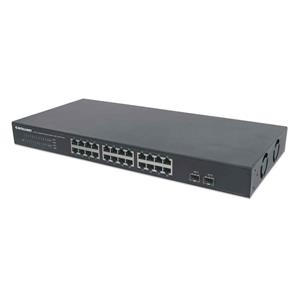 Intellinet 24-Port Gigabit Ethernet Switch with 2 SFP Ports, 24 x 10/100/1000 Mbps RJ45 Ports + 2 x SFP, IEEE 802.3az (Energy Efficient Ethernet), 19" Rackmount, Metal