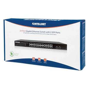 Intellinet 24-Port Gigabit Ethernet Switch with 2 SFP Ports, 24 x 10/100/1000 Mbps RJ45 Ports + 2 x SFP, IEEE 802.3az (Energy Efficient Ethernet), 19" Rackmount, Metal 7