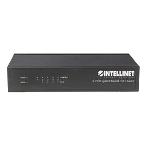 Intellinet 5-Port Gigabit Ethernet PoE+ Switch, 4 x PSE Ports, IEEE 802.3at/af Power over Ethernet (PoE+/PoE) Compliant, 60 W, Desktop (Euro 2-pin plug) 3