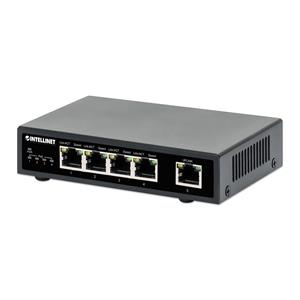 Intellinet 5-Port Gigabit Ethernet PoE+ Switch, Four PSE PoE Ports, IEEE 802.3at/af (PoE+/PoE) Compliant, PoE Power Budget up to 62 W, Desktop Format