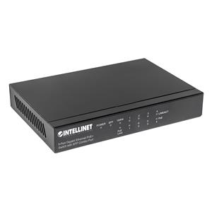 Intellinet 5-Port Gigabit Ethernet PoE+ Switch with SFP Combo Port, 4 x PSE Ports, IEEE 802.3at/af Power over Ethernet (PoE+/PoE) Compliant, 80 W, Desktop (Euro 2-pin plug) 3