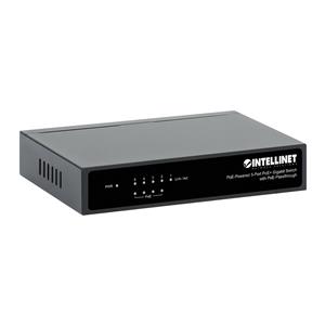 Intellinet 5-Port Gigabit Switch with PoE Passthrough, 4 x PSE PoE ports, 1 x PD PoE port, IEEE 802.3at/af Power-over-Ethernet (PoE+/PoE), IEEE 802.3az Energy Efficient Ethernet, Desktop 4