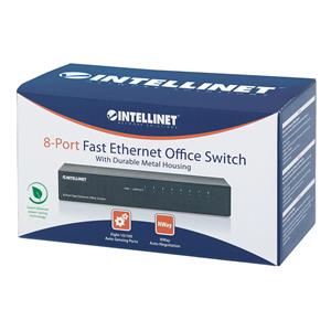 Intellinet 8-Port Fast Ethernet Office Switch, Desktop Size, Metal, IEEE 802.3az (Energy Efficient Ethernet), Box 8