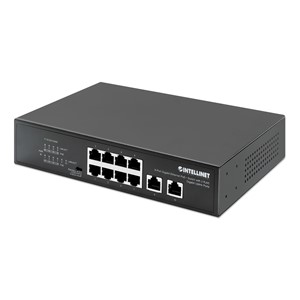 Intellinet 8-Port Gigabit Ethernet PoE+ Switch with 2 RJ45 Gigabit Uplink Ports, IEEE 802.3at /af Power over Ethernet (PoE+ /PoE) Compliant, 120 W, Endspan, Desktop (WITH C14 2 PIN POWER CORD)