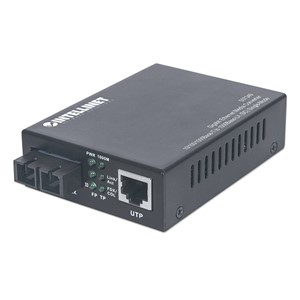 Intellinet Gigabit Ethernet Single Mode Media Converter, 10 /100 /1000Base-T to 1000Base-Lx (SC) Single-Mode, 20km (Euro 2-pin plug)