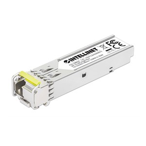 Intellinet Gigabit Fiber WDM Bi-Directional SFP Optical Transceiver Module 1000Base-BX-D (LC) Single-Mode Port, 120 km (75 mi.), BiDi WDM (RX1490 /TX1550), MSA-compliant for Maximum Compatibility, Silver