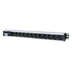 Intellinet Vertical Rackmount 12-Output Power Distribution Unit (PDU), EU CEE 7 /3 Outlets, With Single Air Switch, No Surge Protection, Built-in 1.6m Power Cord with EU CEE 7 /4 Plug