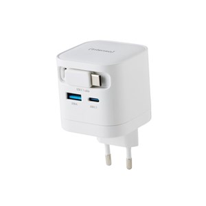Intenso 65W GaN power supply with built-in USB-C cable, white