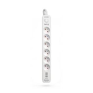 KERG power strip with circuit breaker-6 sockets 3USB 16A 1.5m
