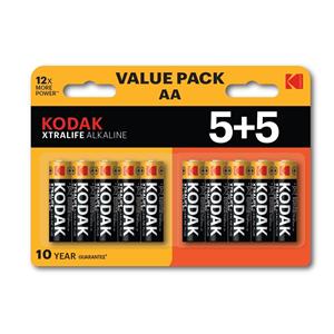 Kodak XTRALIFE Alkaline AA Battery 10 (5+5 pack)