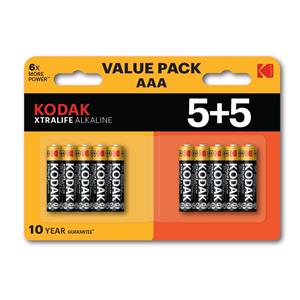 Kodak XTRALIFE Alkaline AAA Battery 10 (5+5 pack)