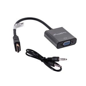 Lanberg AD-0017-BK video cable adapter 0.2 m VGA (D-Sub) HDMI Type A (Standard) Black