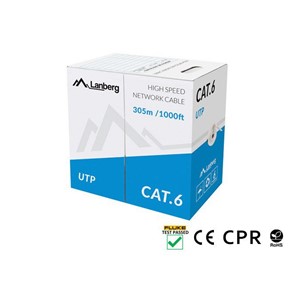 LANBERG CABLE UTP CAT.6 305M WIRE CU GRAY