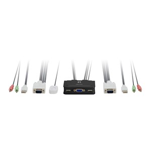 LevelOne 2-Port USB VGA Cable KVM Switch, audio support