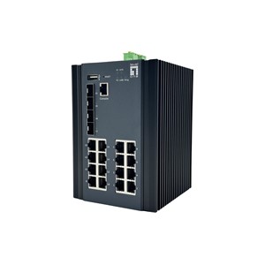 LevelOne 20-Port L2 Plus Managed Gigabit Industrial Switch, 16x 1GbE RJ45, 4x 1 /2.5GbE SFP, DIN-Rail, -40°C to 80°C