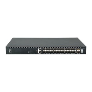 LevelOne 26-Port L3 Managed TOR Fiber Switch, 24x 1 /10GbE SFP+, 2x 40 /100GbE QSFP28, Hot-Swap Redundant Power Supply