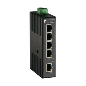 LevelOne 5-Port Fast Ethernet Industrial Switch, DIN-Rail, -20°C to 70°C