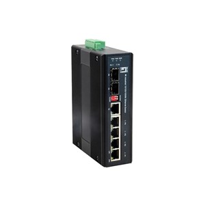 LevelOne 6-Port Gigabit Industrial Switch, 1 x SFP, 1 x SFP /RJ45 Combo, -40°C to 75°C, DIN-Rail