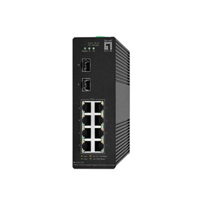LevelOne Hilbert 10-Port Industrial Gigabit PoE Smart Lite Switch, 2 x SFP, 8 PoE Outputs, 802.3at /af PoE