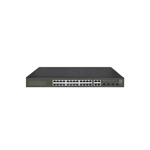 LevelOne Hilbert 28-Port Gigabit PoE Smart Lite Switch, 24 PoE Outputs, 4 x Gigabit SFP /RJ45 Combo, 802.3at /af PoE, 380W PoE Power Budget