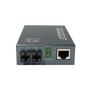 LevelOne RJ45 to SC Gigabit Media Converter, PoE PSE, Multi-Mode Fiber, 0.5km