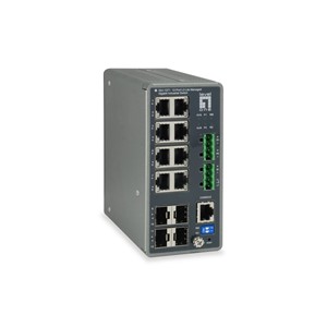 LevelOne TURING 12-Port L3 Lite Managed Gigabit Industrial Switch, 4 x SFP, DIN-Rail, -40°C to 75°C