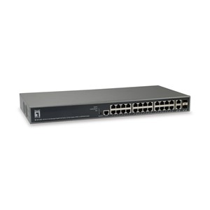 LevelOne TURING 26-Port L3 Lite Managed Gigabit PoE Switch, 24 PoE Outputs, 370W, 2 x SFP /RJ45 Combo