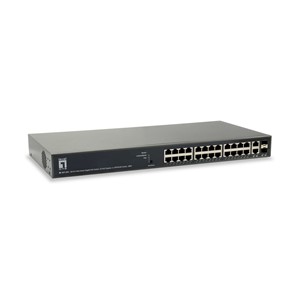 LevelOne TURING 26-Port Web Smart Gigabit PoE Switch, 24 PoE Outputs, 2 x SFP /RJ45 Combo, 185W, 802.3at /af PoE