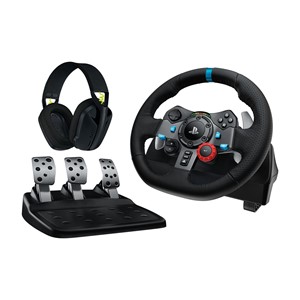 Logitech G 991-000539 Gaming Controller Aluminium, Black USB Steering wheel + pedals + headset PC, PlayStation 4, PlayStation 5, Playstation 3