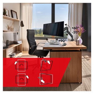 Maclean MC-968 Double Arm Monitor Mount with Gas Spring 17-57 27 kg Heavy Duty Sturdy Full Motion Holder Bracket Max VESA 200x200