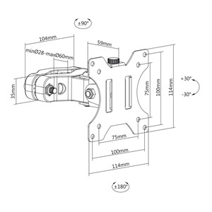 Maclean MC-983 LED LCD Monitor Pole Mount Bracket 8kg Holder Pipe Tube Diameter 28-60mm 17-32'' Screen