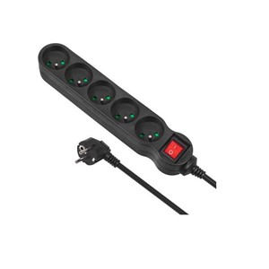 Maclean MCE185 power extension 5 m 5 AC outlet(s) Indoor Black