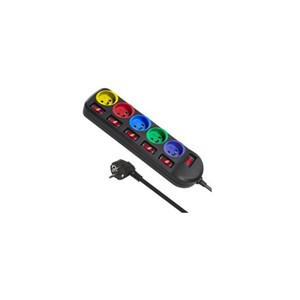 Maclean MCE204M power extension 1.5 m 5 AC outlet(s) Indoor Black, Multicolour