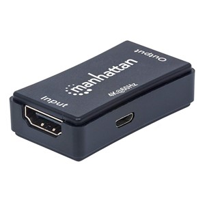 Manhattan HDMI Repeater, 4K@60Hz, Active, Boosts HDMI Signal up to 40m, Black, Three Year Warranty