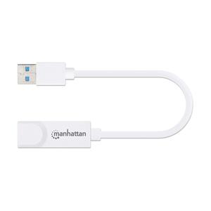 Manhattan USB-A Gigabit Network Adapter, White, 10/100/1000 Mbps Network, USB 3.0, Equivalent to USB31000SW, Ethernet, RJ45, Three Year Warranty, Blister 4