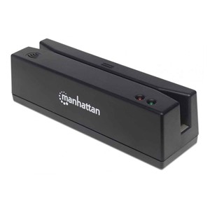 Manhattan USB-A Magnetic Strip Card Reader, Triple Track Reader, Keyboard Wedge Decoder, Cable 1.5m, Black, Three Year Warranty
