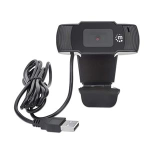 Manhattan USB Webcam, Two Megapixels (Clearance Pricing), 1080p Full HD, USB-A, Integrated Microphone, Adjustable Clip Base, 30 frame per second, Black, Three Year Warranty, Box 8