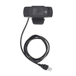 Manhattan USB Webcam, Two Megapixels (Clearance Pricing), 1080p Full HD, USB-A, Integrated Microphone, Adjustable Clip Base, 30 frame per second, Black, Three Year Warranty, Box 9