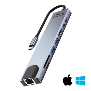 MEDIA-TECH USB HUB 8 IN 1 GIGA LAN HUB MT5046