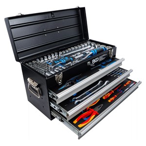 Metalni kovčeg za alat | 3 pretinca | s 147 komada alata