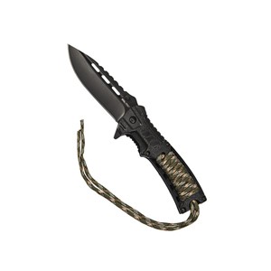 Mil-Tec Paracord folding knife with flintlock - Camo