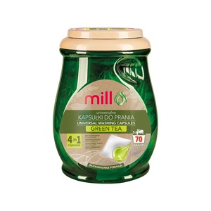 MILL ECO 2k universal 2-in-1 green tea laundry capsules, 70 capsules