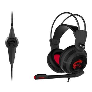 MSI DS502 7.1 Virtual Surround Sound Gaming Headset 'Black with Ambient Dragon Logo, Wired USB connector, 40mm Drivers, inline Smart Audio Controller, Ergonomic Design'